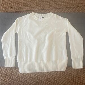 NWT Banana Republic Ivory White Crew Neck Sweater, Size Small
